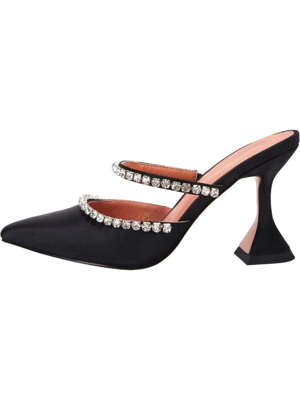 Chic Pointed Toe Strappy Heels with Crystal Detail - Elegant Satin Mules for